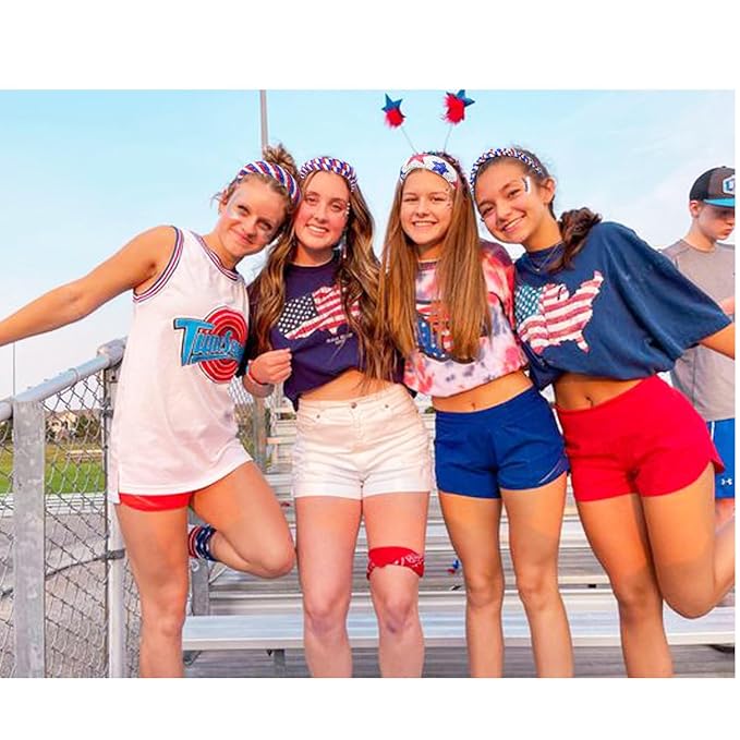 4th of July Rhinestone Headbands for Women Girls Stripes Twist Hairband for Girls Red Blue White Rhinestone Sparkle Head Band Patriotic Hair Accessories