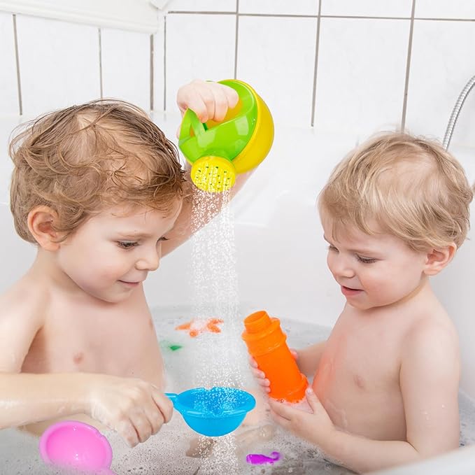 Bath Toys for Toddlers Age 1-3 - Baby Bath Tub Swimming Pool Water Table Toys, Easy to Clean, Mold Free Water Toys Fun Tactile Training Newborn Gifts, 3 Pack (Yellow)