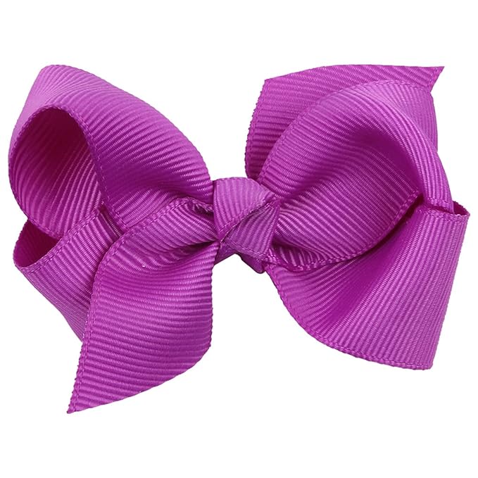 3 Inch Baby Girl Hair Bows Boutique Hair Clip Teens Toddlers Hairpin Headwear - Set of 2 (Purple)