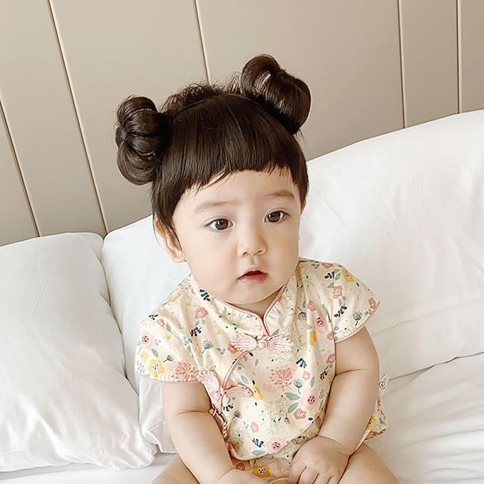Baby Girls Wig Headwear Children's Hairband Bun Wig Hairpiece Short Curly Hair Accessory Lovely Headdress Bangs