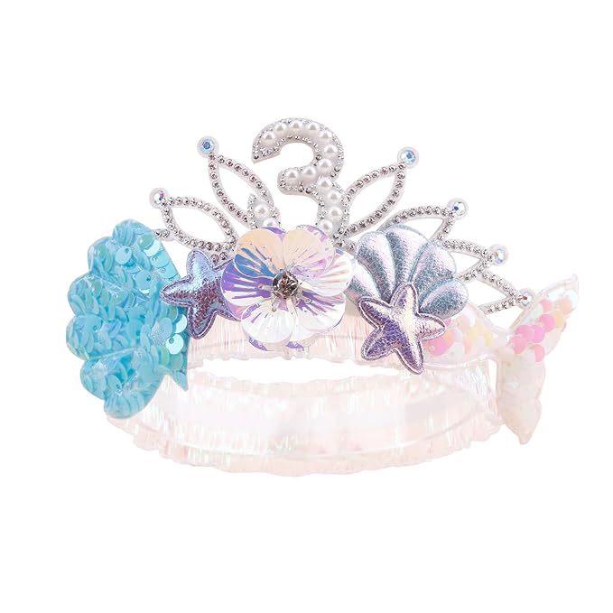 cherrboll Baby Girl Birthday Crown Floral Headband, Soft Flower Head Wrap Tiara Hairband for 1-3 Years Old Toddlers Kids 3rd Birthday Party Dress Photo Decoration