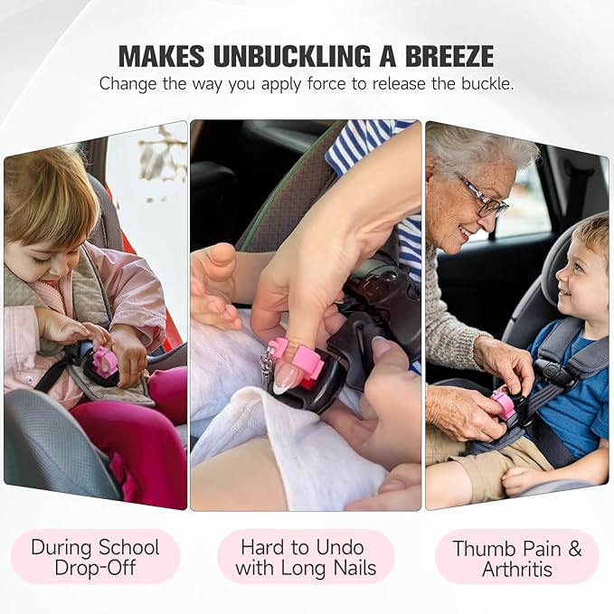 MORLIKE LIVING Silicone Buckle Release Tool, Unbuckle Assistant, Easy Buckle Release Aid for Parents and Caregivers to Unbuckle (Mint-Pink)