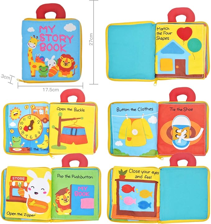 beiens My Quiet Books - Soft Activity Books for Babies, Toddler Learning Sensory Story Book, Life Skill Education & Identify 3D Cloth Books for Infants, Non Toxic Boys and Girls Soft Toys