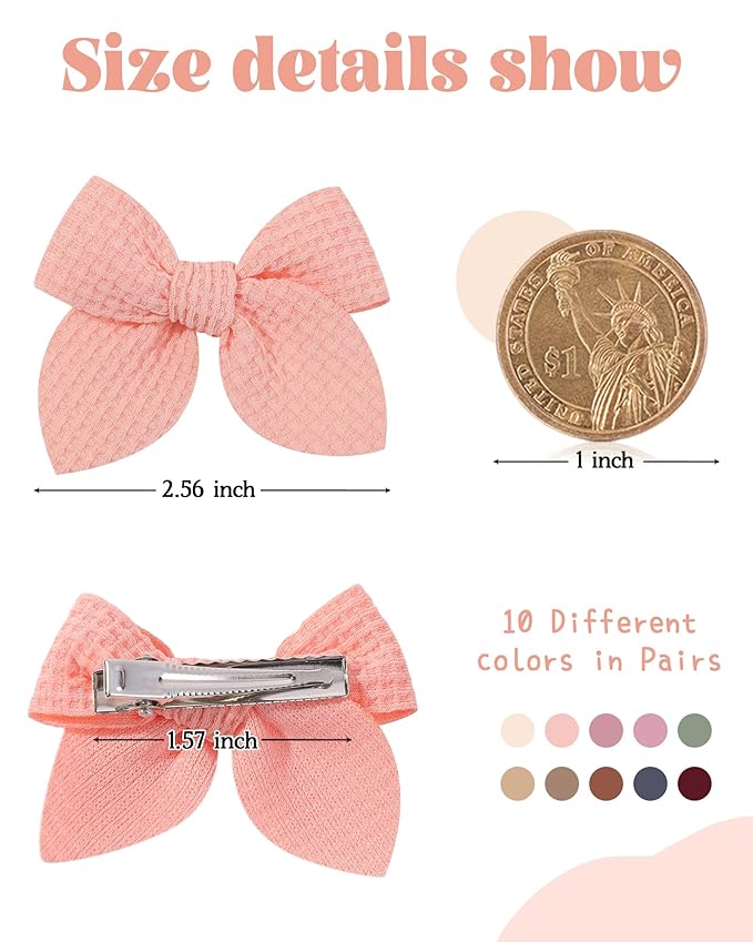 Jollybows 20pcs Baby Hair Bows Clips 2" Mini Fable Alligator Clip Toddler Pigtail Bow Fine Hair Clip Baby Girl Hair Accessories