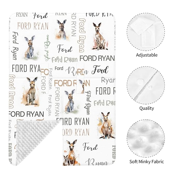 Personalized Winter Baby Car Seat Cover with Name Kangaroo Winter Car Seat Cover for Baby Seat or Stroller Custom Infant Car Seat Covers Minky Blankets Nursing Cover Breastfeeding Scarf