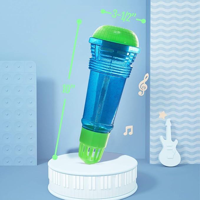 Novelty Place Echo Mic for Kids and Toddlers - Battery-Free Magic Karaoke Microphone Voice Amplifying Retro Toy for Singing, Speech & Communication Therapy - 10" (Blue & Green)