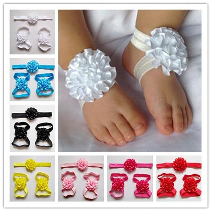 Cute baby elastic headband and Foot Flower (22) (Royal Blue)