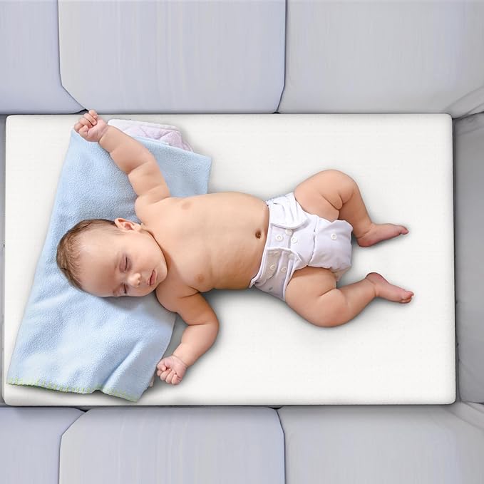YENING Breathable Pack and Play Mattress Pad 38x26 Waterproof Baby Mattress for Pack N Play Matress Topper Waterproof with Strap