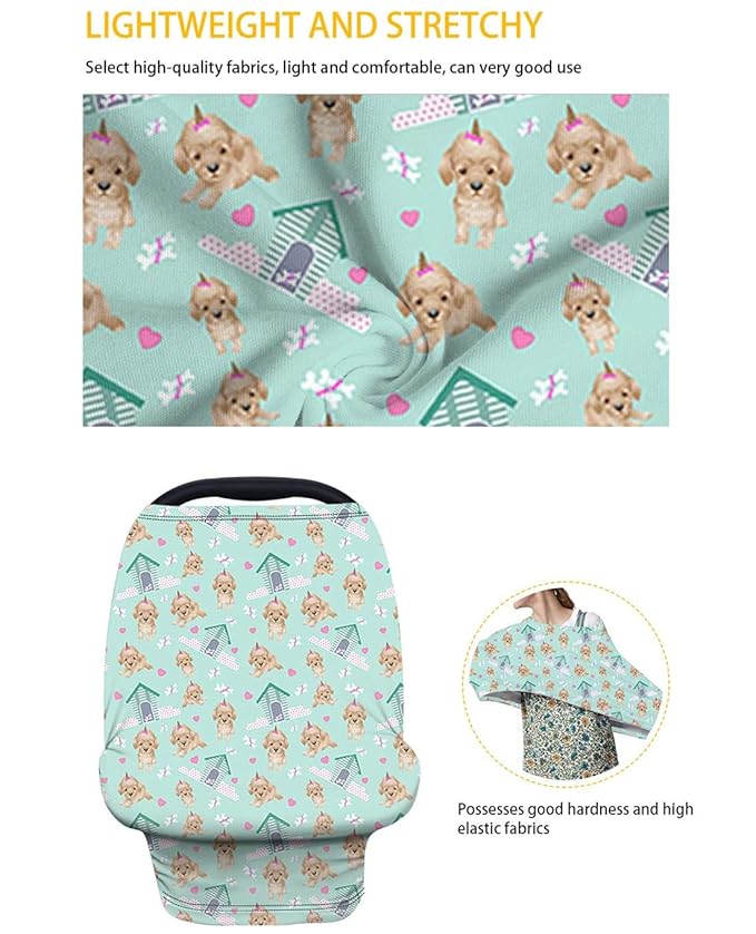 KIDVOVOU Baby Car Seat Cover Cow Sunflwers Print Elastic Shopping Cart Cover High Chair Cover Protector Breastfeeding Shawl