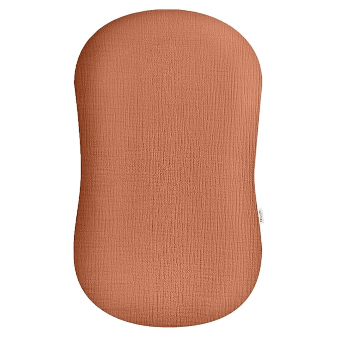 Muslin Baby Lounger Cover, Newborn Lounger Cover, Soft Cotton Breathable Lounger Pillow for Boys Girls Infant, Cover Only (Brick)