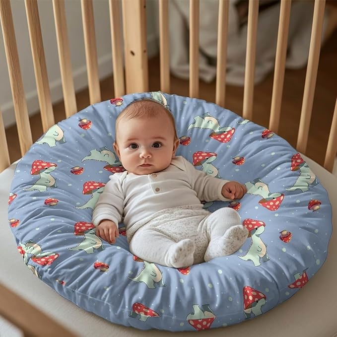 Newborn Lounger Cover, Mushroom Print Breathable Newborn Lounger Cover Soft Snug Elastic Baby Recliner Slipcover for Most Standard Baby Lounger