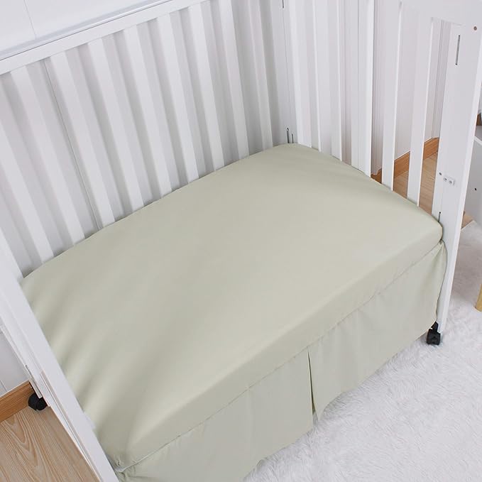 CaSaJa Microfiber 3 Pack Mini Portable Crib Sheets, Pack N Play Sheets with Comfy Napping Surface for Baby, Silky Soft Playard Playpen Sheets Set, Fits 24" x 38", Green + Light Grey + White