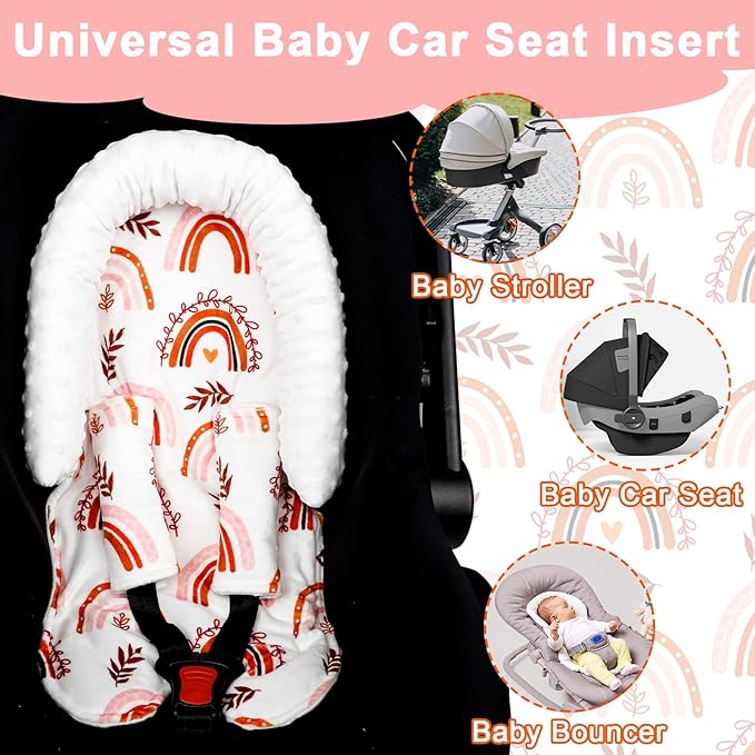 Infant Car Seat Head Support and Stroller Cover, Made of Super Soft and Stretchy Perfect for Baby Car Seat, Strollers, Swing, Bouncers