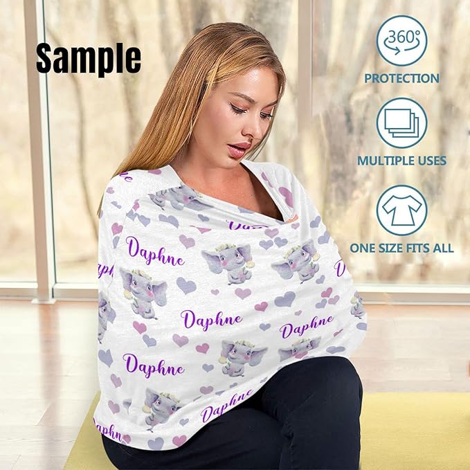 Personalized Woodland Deer and Bear Baby Car Seat Covers with Name, Custom Army Green Nursing Cover Breastfeeding for Babies, Carseat Canopy for Boys, Infant Stroller Cover, Breathable Carseats Cover