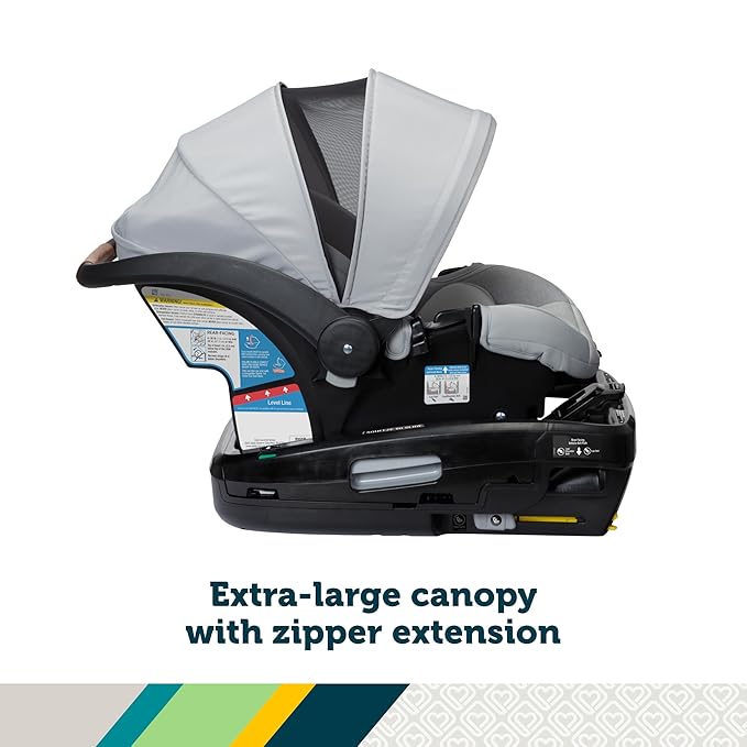 Safety 1st® onBoard™ Slide DLX Infant Car Seat w/SafetySlide™ Base, Easy-Install Rigid Latch, Lightweight Rear-Facing Seat, Newborn Carrier, Extra-Large Canopy, Travel System Ready, Hailstone
