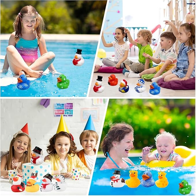 12pcs Assorted Rubber Duck Christmas Duck Toys,Small Rubber Ducks in Bulk Baby Shower Bath Toy for Kids Toddler Birthday Halloween Party Favors Stocking Stuffers Classroom Incentives