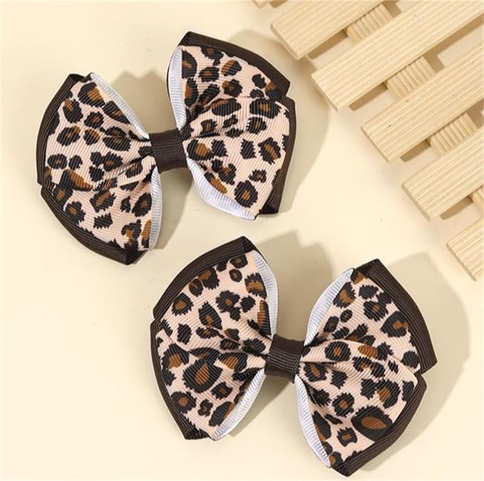 Baby girls leopard hair bow Clips Pin,leopard print bow hairpin for women(FD62-Leopard 4)