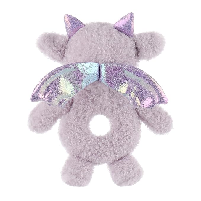 Apricot Lamb Purple Dragon Soft Baby Rattle for Boys and Girls, Plush Stuffed Animal Rattle Toy Lovey for The Newborn, 0-3 Months, 0-6 Months and Above