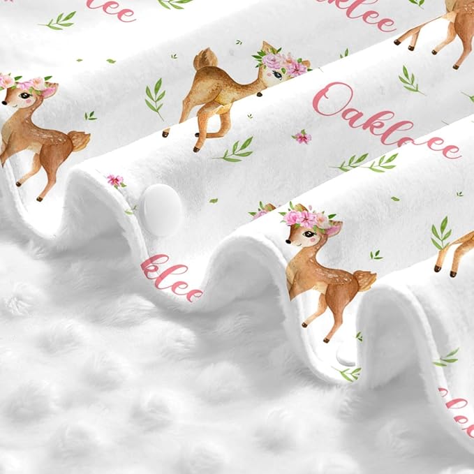 Personalized Baby Car Seat Canopy with Name, Floral Deer Infant Carseat Canopy, Nursing Breastfeeding Stroller Cover for Newborn Girls