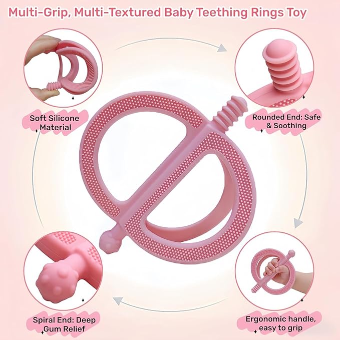 YAPROMO Silicone Teether Toys for 0-36 Months Babies, Teether Tubes for Teething Pain Relief - Anti-Choking Straw Tube Design, Sensory Teething Toys for Infants & Toddlers