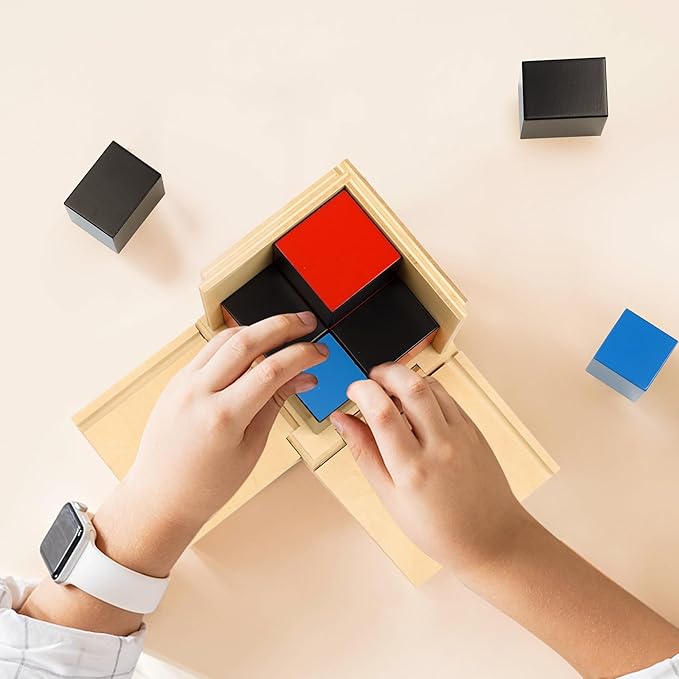 Hidoggy Montessori Binomial Cube, Montessori Sensorial Learning Materials Math Toy for Toddlers, Kids