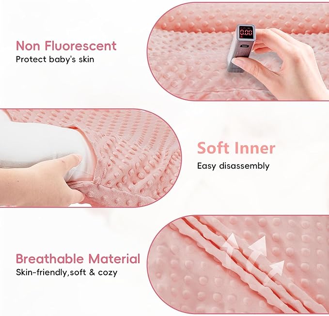 Baby Lounger for Newborn,Baby Nest for Newborn Soft Cotton Breathable for Playtime & Relaxation,Flat Babies Essentials Gifts Newborn Lounger for Boys & Girls 0-12 Months(Pink Bean)