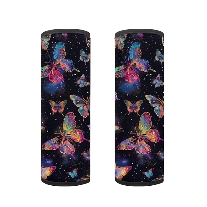 Biyejit Colorful Butterfly Car Seat Strap Covers for Kids Baby, Anti-Slip Soft Car Seat Strap for All Car Seats, Stroller, Pushcar, Backpack Shoulder Pads