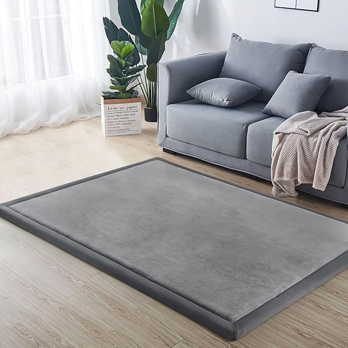 Baby Play Mat for Floor Nursery Rug Muscle Mat Area Rug Playroom Rug 79"x118" Playpen Mat Memory Foam 1.3" Thick Crawling Mat for Babies,Toddlers, Infants, Kids,Grey