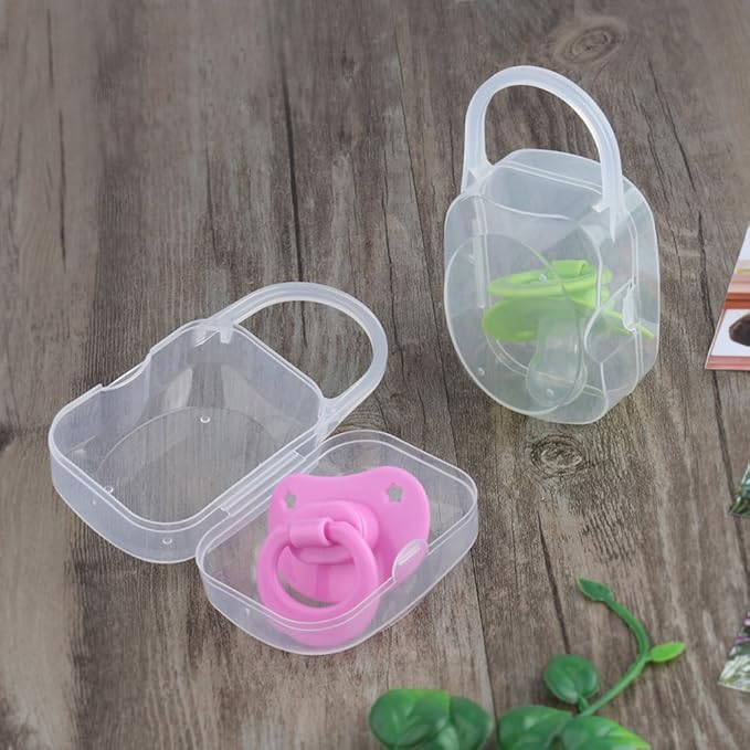 Accmor Pacifier Case, Pacifier Holder Case with Handle, BPA Free Universal Pacifier Container Box for Travel, Transparent, 4 Pack