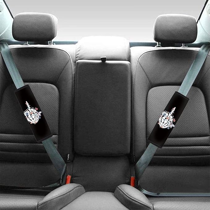 Biyejit Skeleton Hands Car Seat Belt Covers for Adults Full Set 2 Pieces Machine Washable Truck Seatbelt Pads Shoulder Strap Pads Automotive Interior Accessories