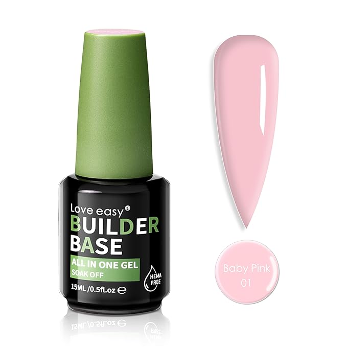 Love easy Salon-Grade Baby Pink Builder Gel - Hypoallergenic Strong Base Coat | Long-Lasting Adhesion (30+ Days) for Professional Nails Gift for Women