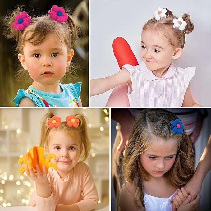 16Pcs Girls Flower Hair Clips, Non Slip Wrapped Handmade Floral Hair Clips Hair Accessories for Girls Toddlers Teens and Women