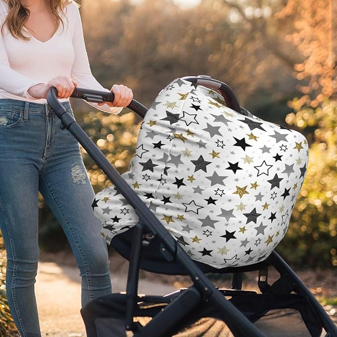 Magic Stars Baby Car Seat Covers Carseat Canopy Soft Infant Stroller Cover Nursing Breastfeeding Covers for Girls Boys Newborn
