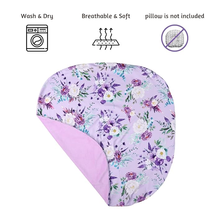 Newborn Lounger Cover for Girls Boys, Removable Soft Baby Lounger Cover 1 Pack, Reversible Infant Lounger Cover Fleece, Purple Floral (Only Cover)