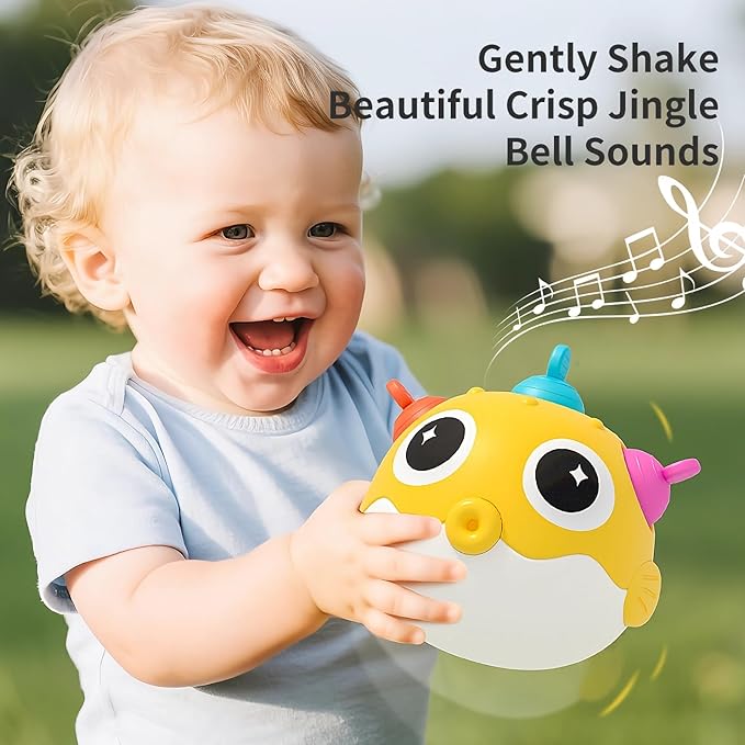 Baby Wobble Toys, Infant Rolypoly Tumbler Musical Wobbler Toy with Silicone Bubble for Teething Sensory Play, Baby Tummy time Toys for Newborn 3 6 12 Months Gifts for Toddler Boys Girls