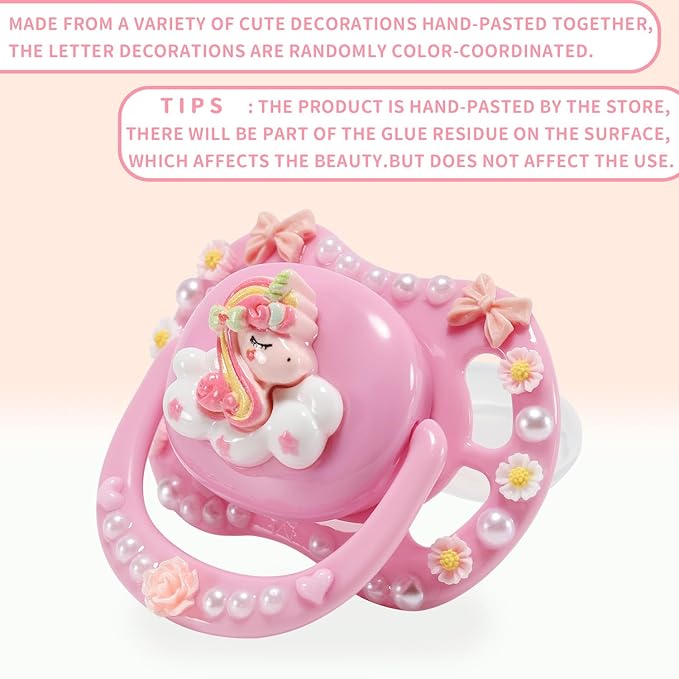 CutiePlusU Adult Sized Pacifier Dummy DIY Handmade Big Shield Pink