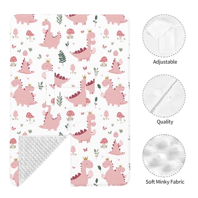 Cute Pastel Pink Dinosaurs Baby Car Seat Canopy Nursing for Breastfeeding Multi-Use Infant Stretchy Carrier Carseat Winter Cover for Newborn Girls Boys