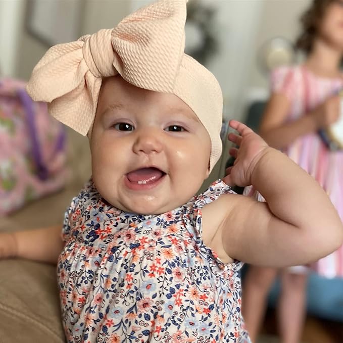 KIDOCHEESE Big Bows Baby Girl Headbands with Bows Elastics Nylon Hairbands Oversized Head Wraps Large Hair Bow Hair Accessories for Baby Girls Newborn Infant Toddlers Kids