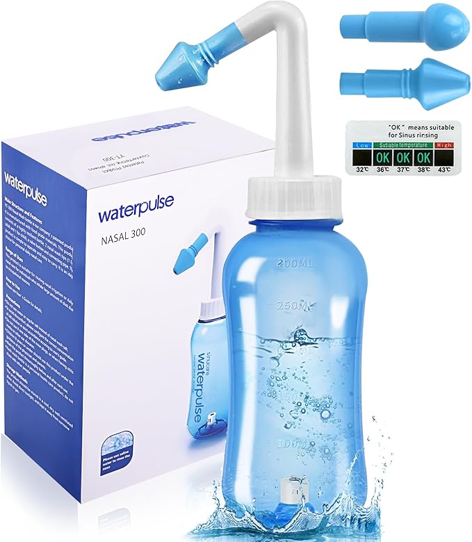 Nasal Shower, Nose Rinse and Nose Cleaner, Nose Shower Children Blue, Includes Temperature Measurement Sticker, Easy to Clean Nose Rinse Can for Adults and Children for a Free Nose Neti Pot