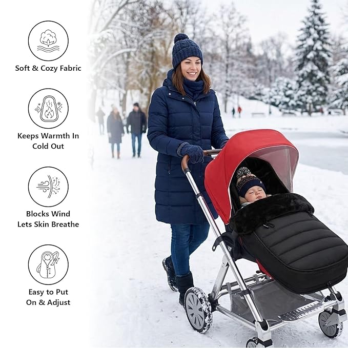 Warm & Cozy Winter Stroller Cover - Waterproof Bunting Bag for Baby with Soft Ultra-fine Fleece & Universal Fit for Strollers - Protective Footmuff Blanket for Ultimate Comfort in Wind, Rain & Snow
