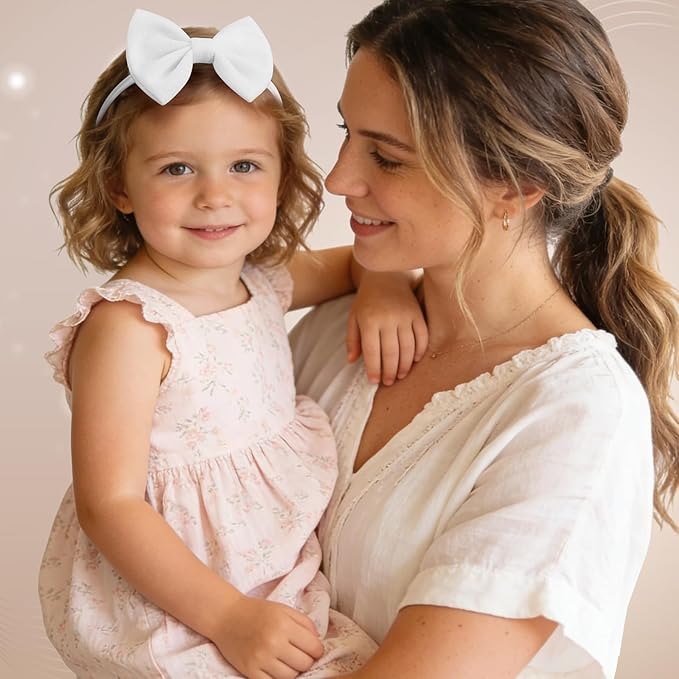 4 Pcs Baby Bow Headbands, Soft Nylon Baby Girls Headbands Bow Hair Accessories for Newborn Toddlers Child