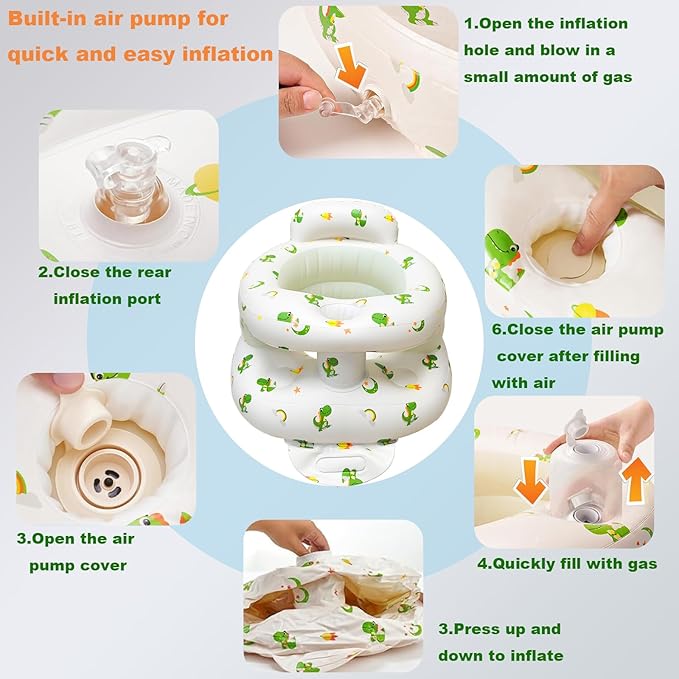 EXBEPE Thickened Inflatable Baby Seat, Sit Me Up Floor Seat for Babies 3-36 Months with Tray, Sitting Support Infant Chair, Built in Air Pump