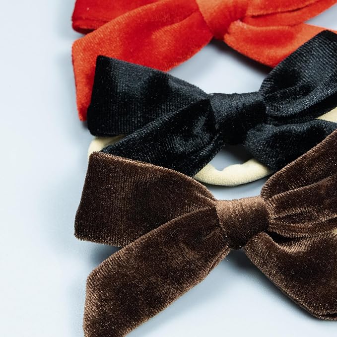 Baby Girls Christmas Velvet Hair Bow Headbands, Velour Bowknot Nylon Elastic Headband 12 Pcs for Newborn Infant Toddler Girls (25velvet NB 12pcs)