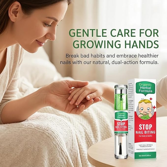 Nail Biting Treatment for Kids, 2 in 1 Nail Biting Prevention, Stop Thumb Sucking Prevention, Plant Bitter Nails Polish to Discourage Chewing, Bitter Taste Deterrent with Nourishing, 10 ML