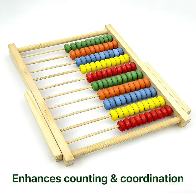 MAGIKON Wooden Counting Number Frame, 10 Rows Abacus for Learning Math (8-Inch)