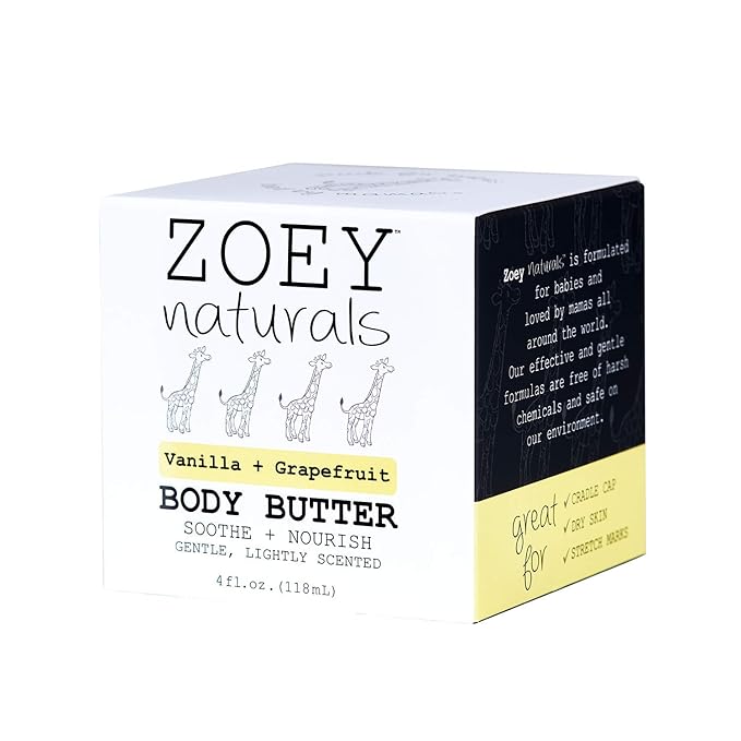 Absolutely Natural Zoey Naturals Vanilla Grapefruit Body Butter - Nourishing Shea Butter and Coconut Oil - Paraben Free Vegan, Made in USA - 3oz