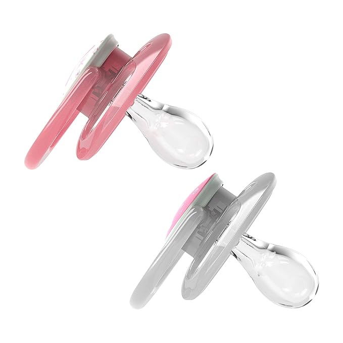 Dr. Brown's Advantage Glow-in-the-Dark Pacifier, 100% Silicone Baby Paci Symmetrical & HappyPaci 100% Silicone Pacifier 0-6m, BPA Free, White, Pink, Light Pink