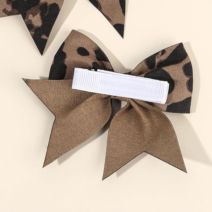 Baby Girls Leopard Bow hairpin girls bow Hair Accessories for women.(FJ65-Leopard B)