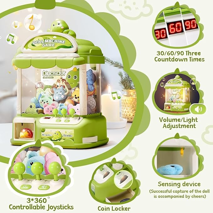 Large Claw Machine for Kids, Musical Electronic Arcade Game Console with Adjustable Sound, Christmas and Birthday Gift for Kids, Includes 30 Toys & 24 Game Coins & 20 Surprise Eggs