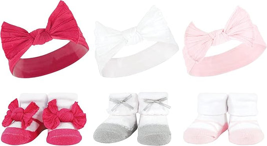 Hudson Baby Girl's Headband and Socks Giftset